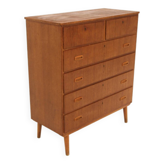 Commode scandinave "tallboy" en teck, Suède, 1950