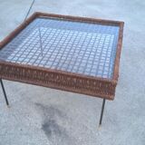 Rattan and metal coffee table