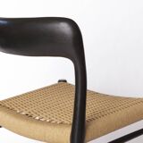 Niels Møller Model 75 Chair in Black Oak with Danish Cord, 1960s Vintage