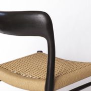 Niels Møller Model 75 Chair in Black Oak with Danish Cord, 1960s Vintage