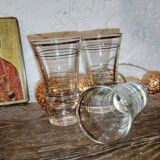 Ensemble de 3 Verres à Vin Cuit Art Déco - 1940 Certifié - Filets Dorés - French