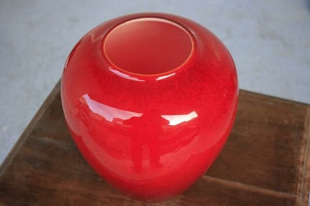 Red ceramic vase