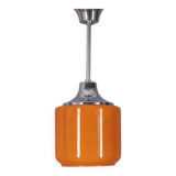 Vintage 1970s chandelier in metal and orange glass, italian design