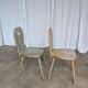 Set of 2 Rustic Primitive Wooden Chairs / Weathered Farmhouse Dining Chairs
