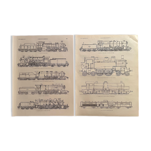 Lot de 2 lithographies sur la locomotive