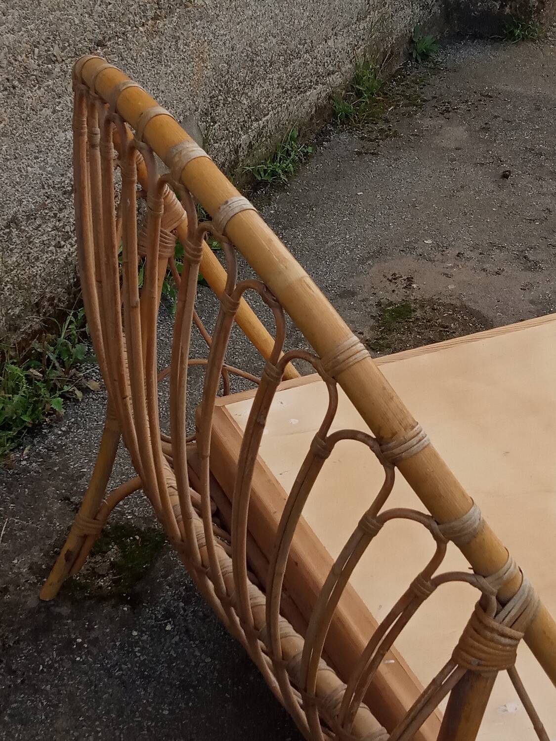 Lit en rotin années 50/60
