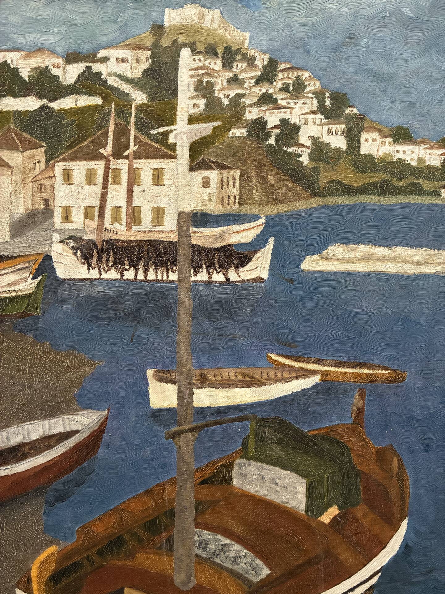 Marine, view of a Mediterranean port signed Chevalier, 20th century.