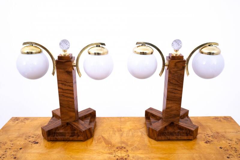 Pair of Art Deco table lamps, Poland, 1950s.