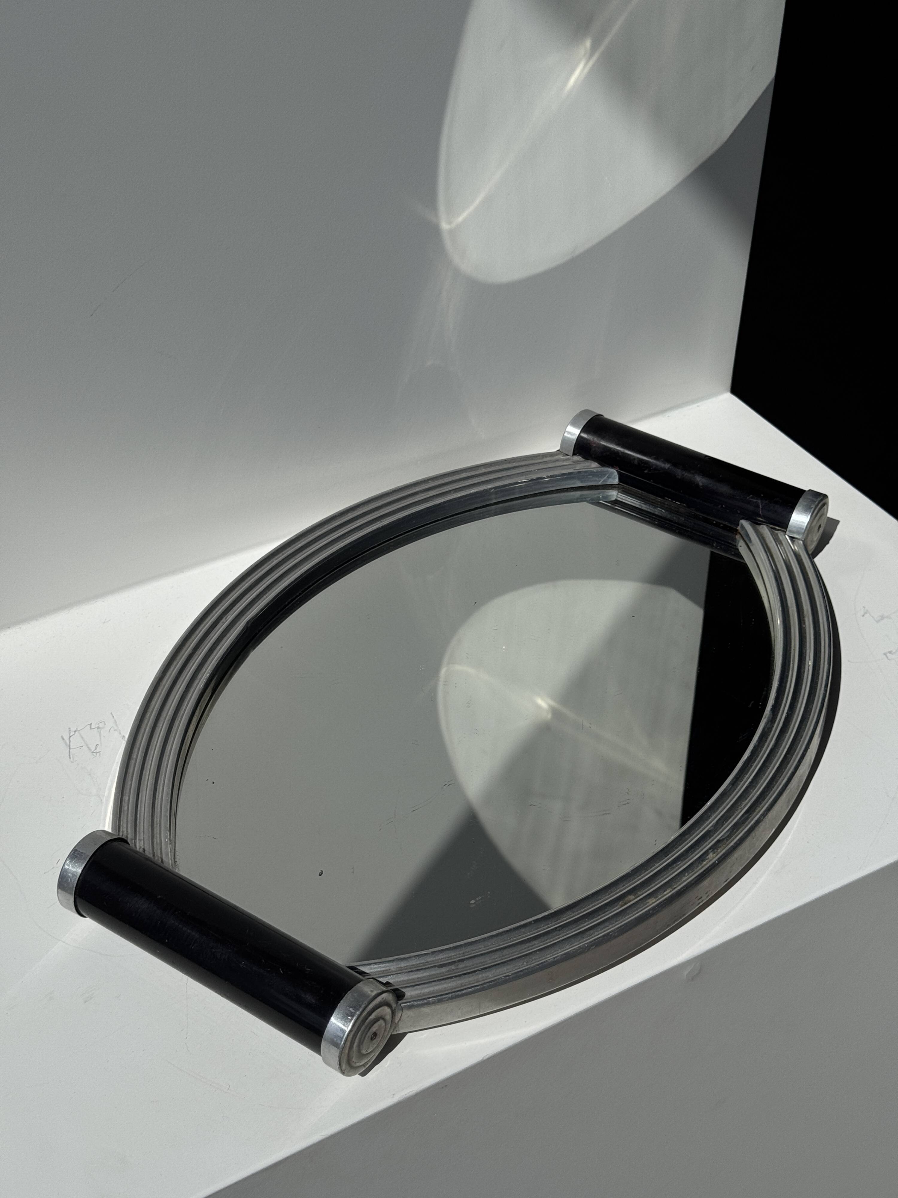 Vintage black two-handled mirror tray 26x38