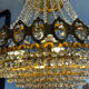 Lustre cascade en bronze et pampilles de cristal