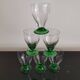 6 OLD COLORED GREEN STEMMED GLASSES FROM THE 1930S