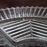 5-compartment thick glass servant - Silver metal with punch - Wooden handles - 1950/60