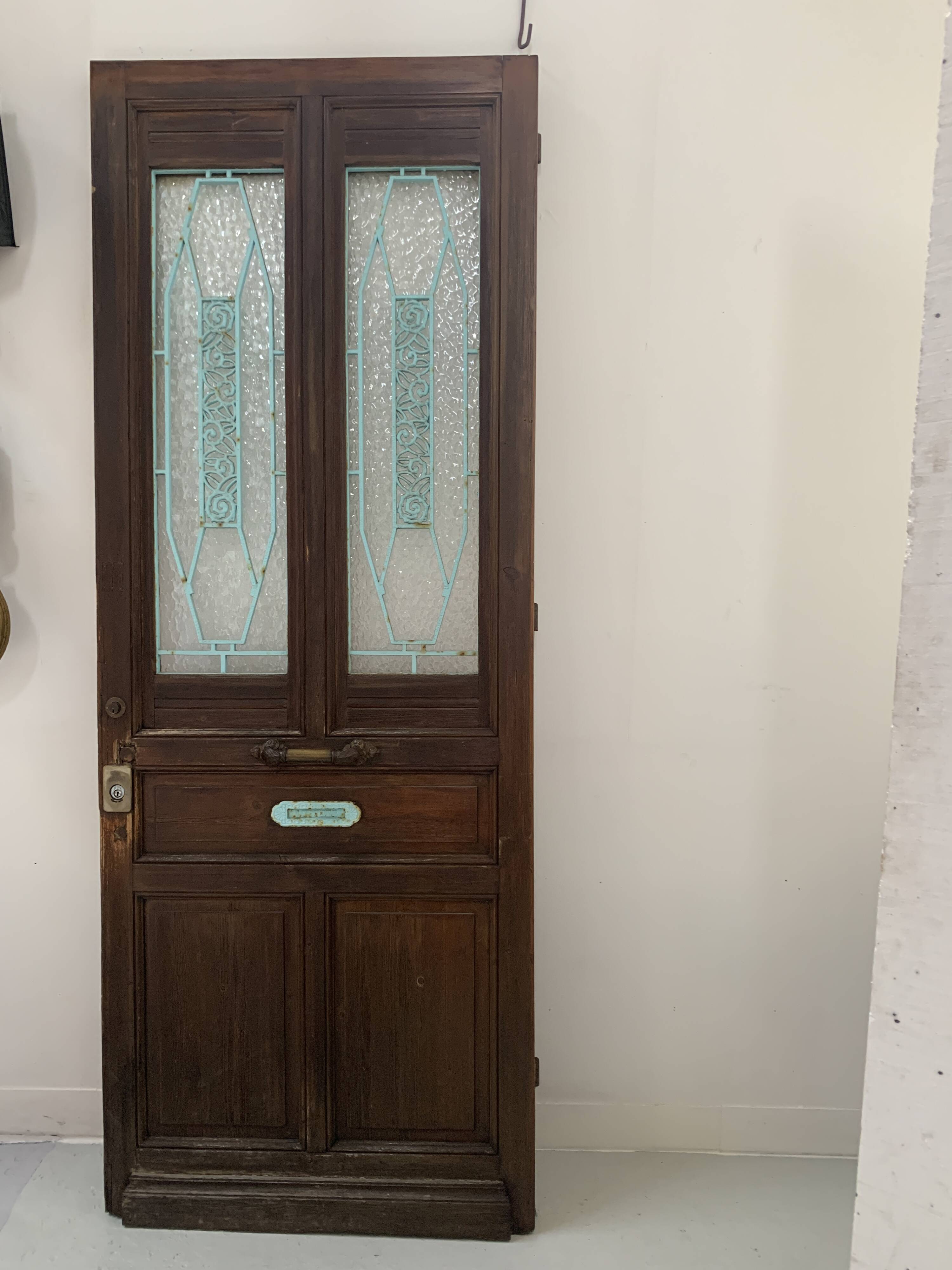 Art Deco style entrance door in solid wood, 20th century