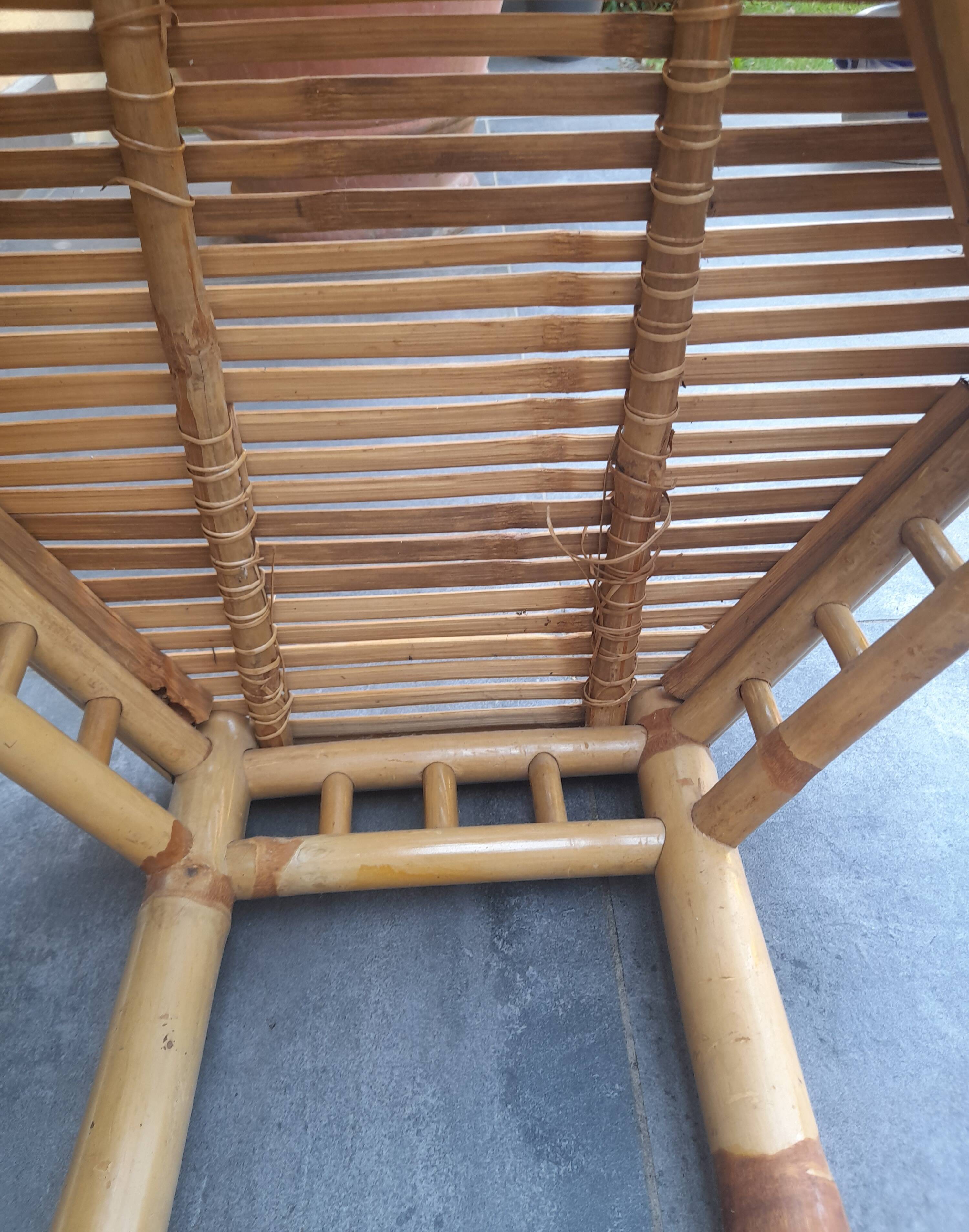 Ensemble de 3 tables gigognes vintage en bambou 70's