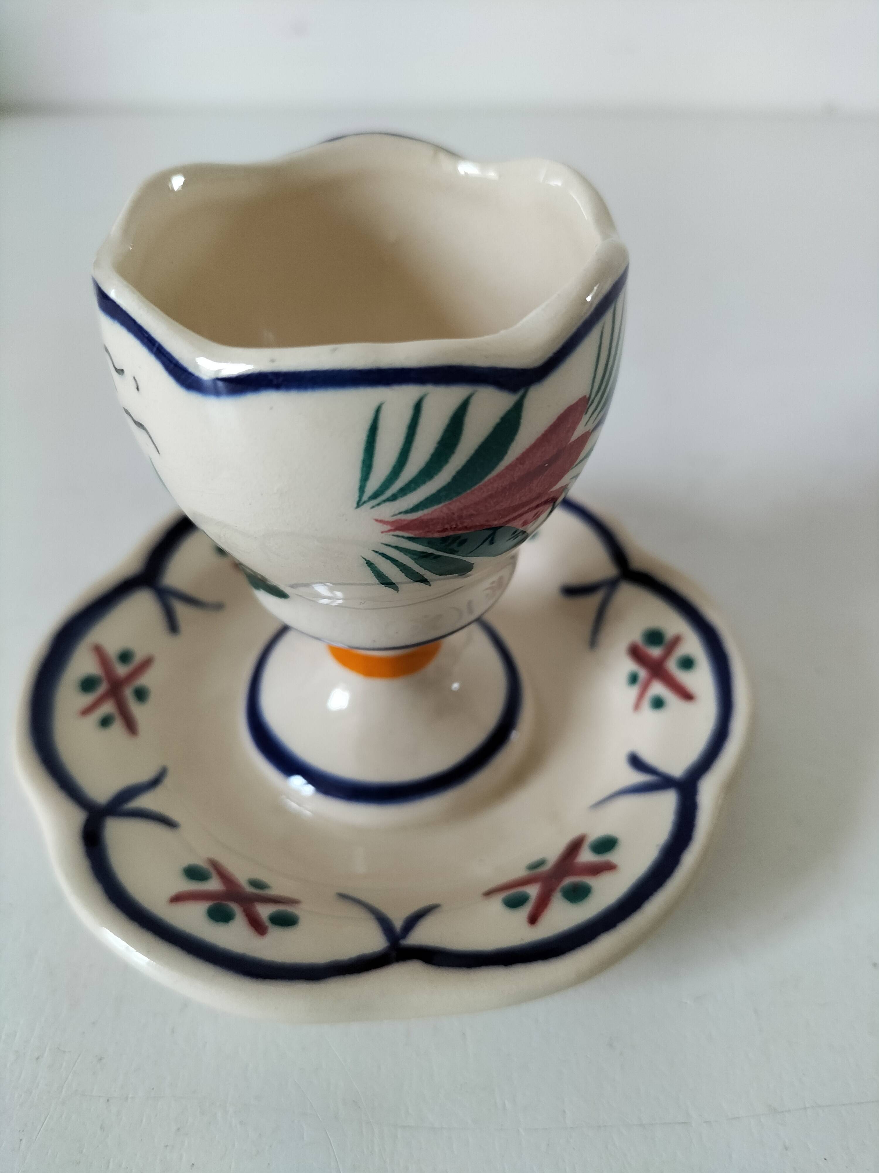 Henriot Quimper egg cup hand-painted