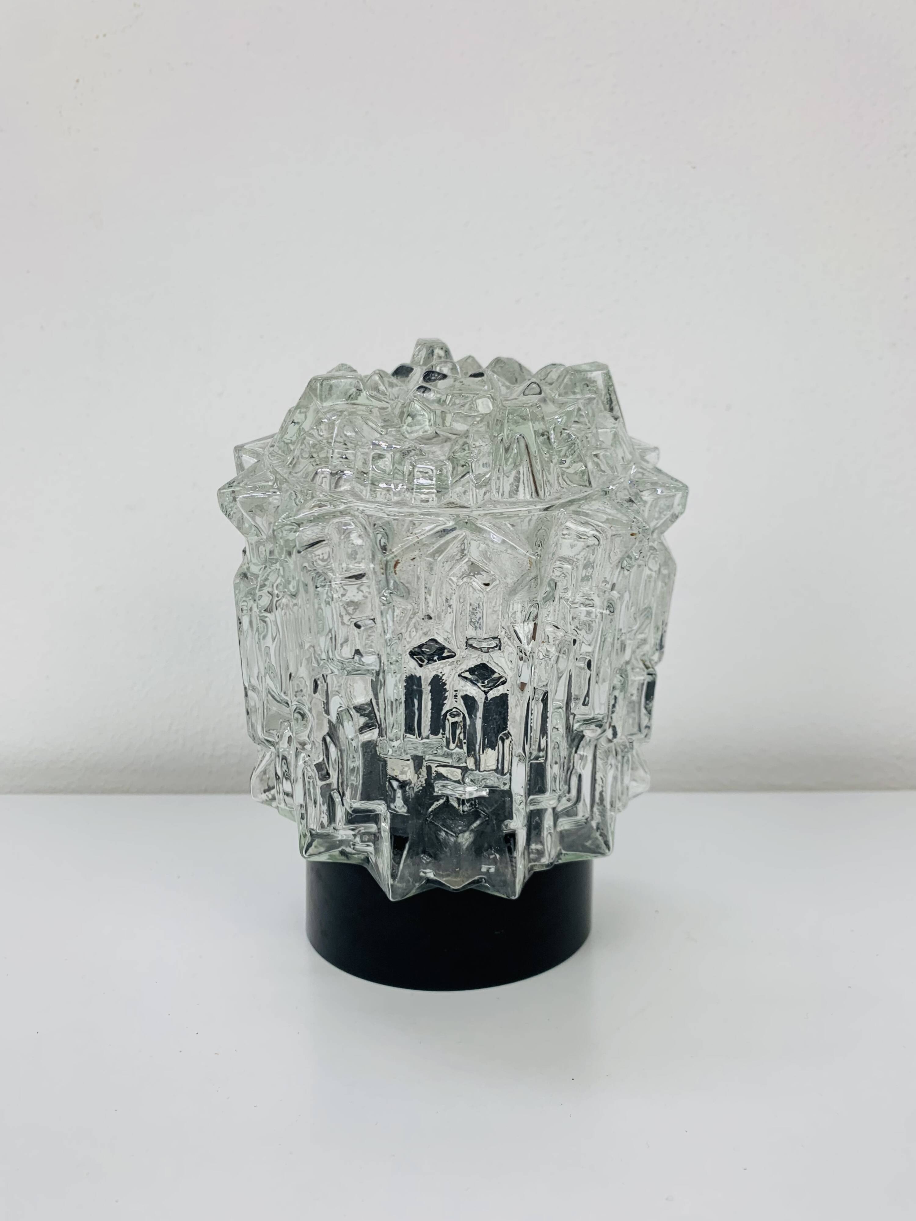 RZB wall lamp, chiseled glass, 1960s, vintage