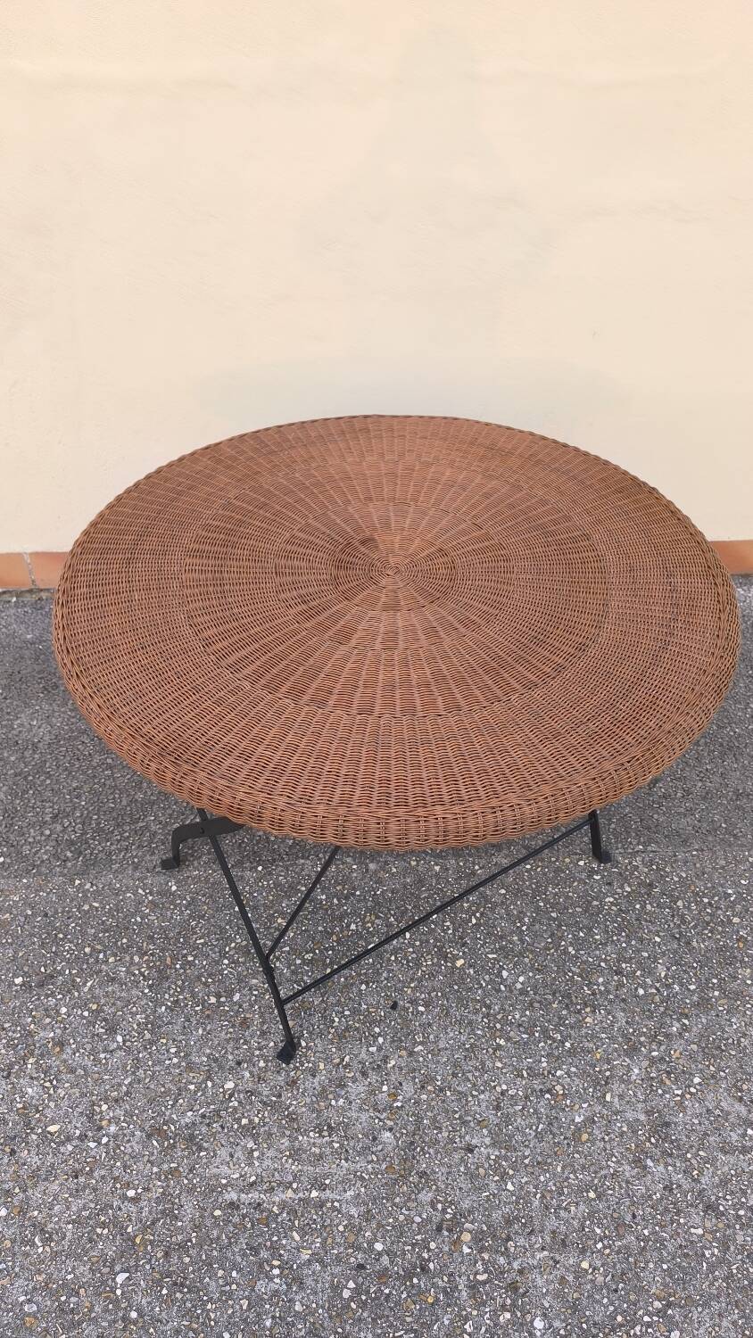 Wicker and wrought iron table 1960