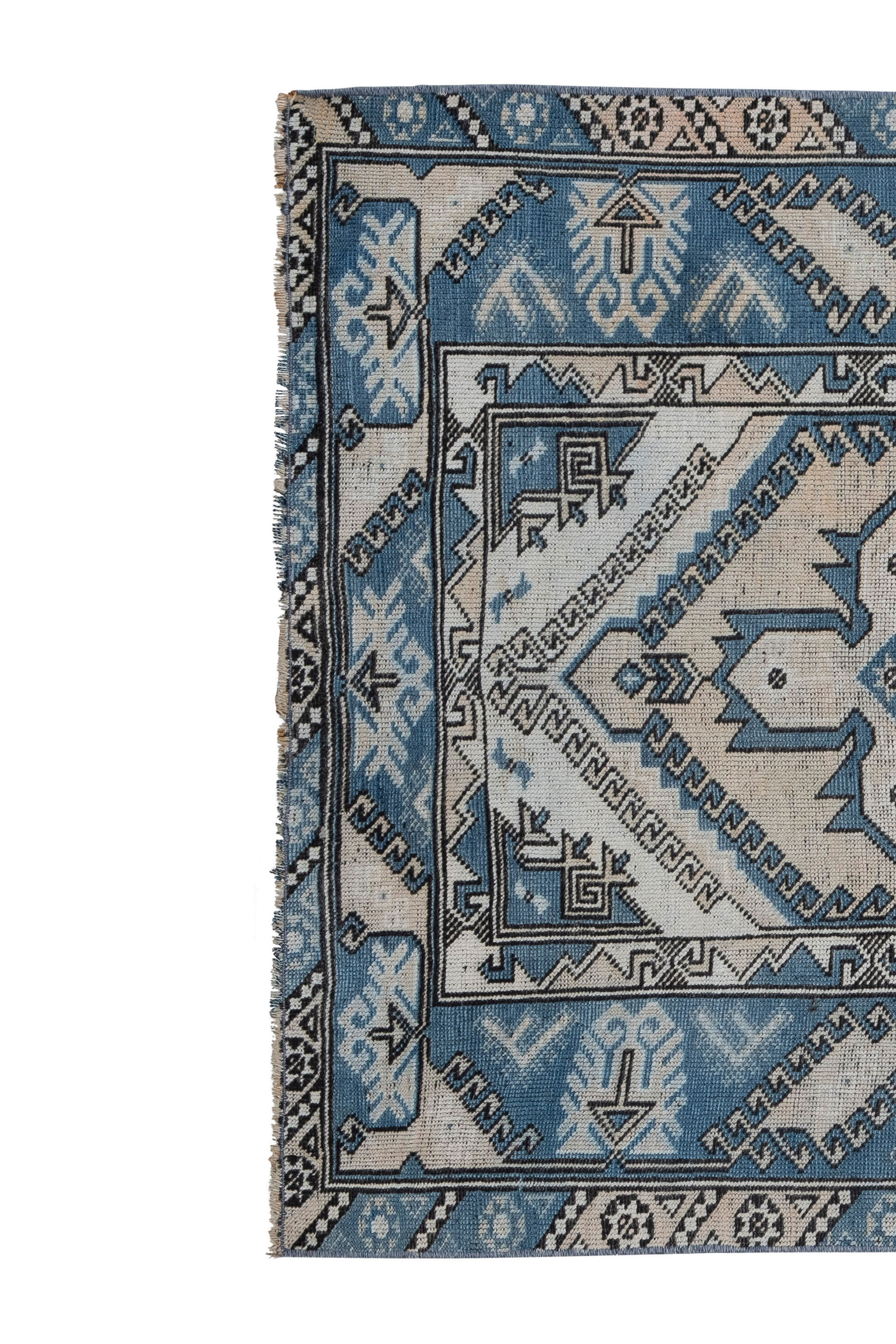 Tapis turc oushak bleu 105 x 175 cm