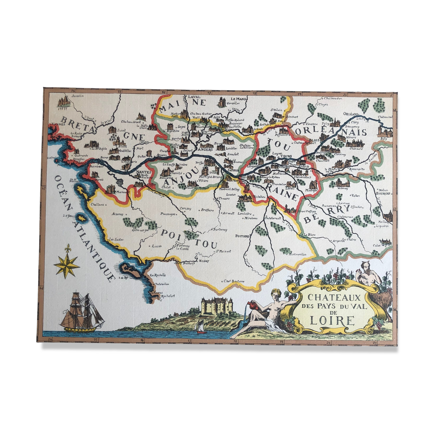 Ancient geographical map Pays du val de Loire