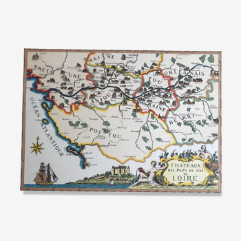 Carte géographique ancienne Pays du val de Loire