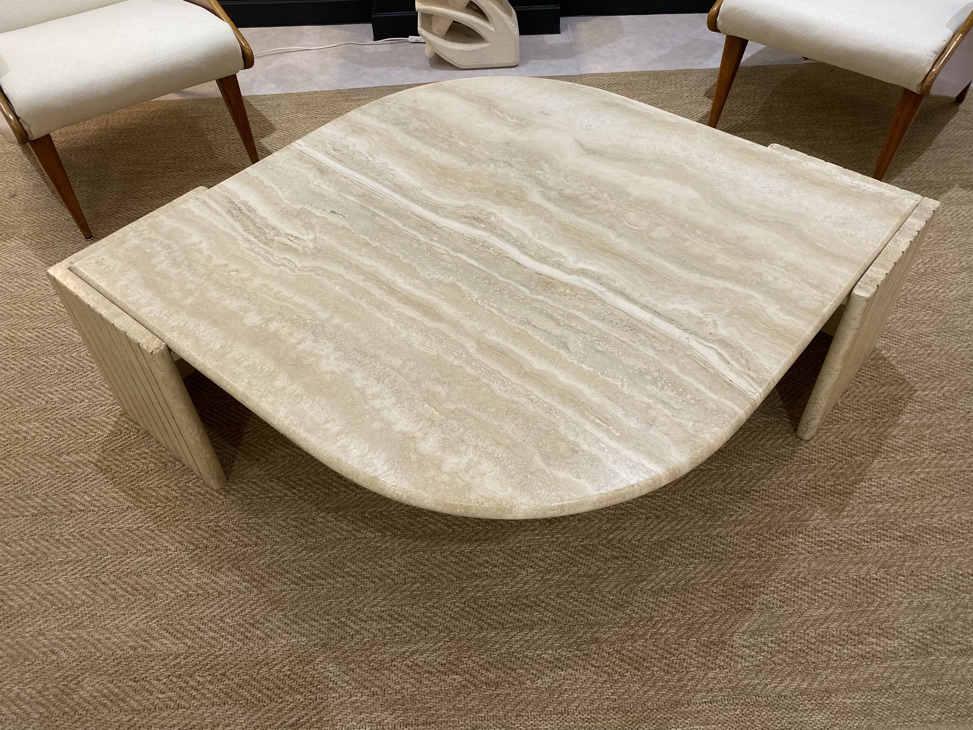 Travertine eye coffee table 1980