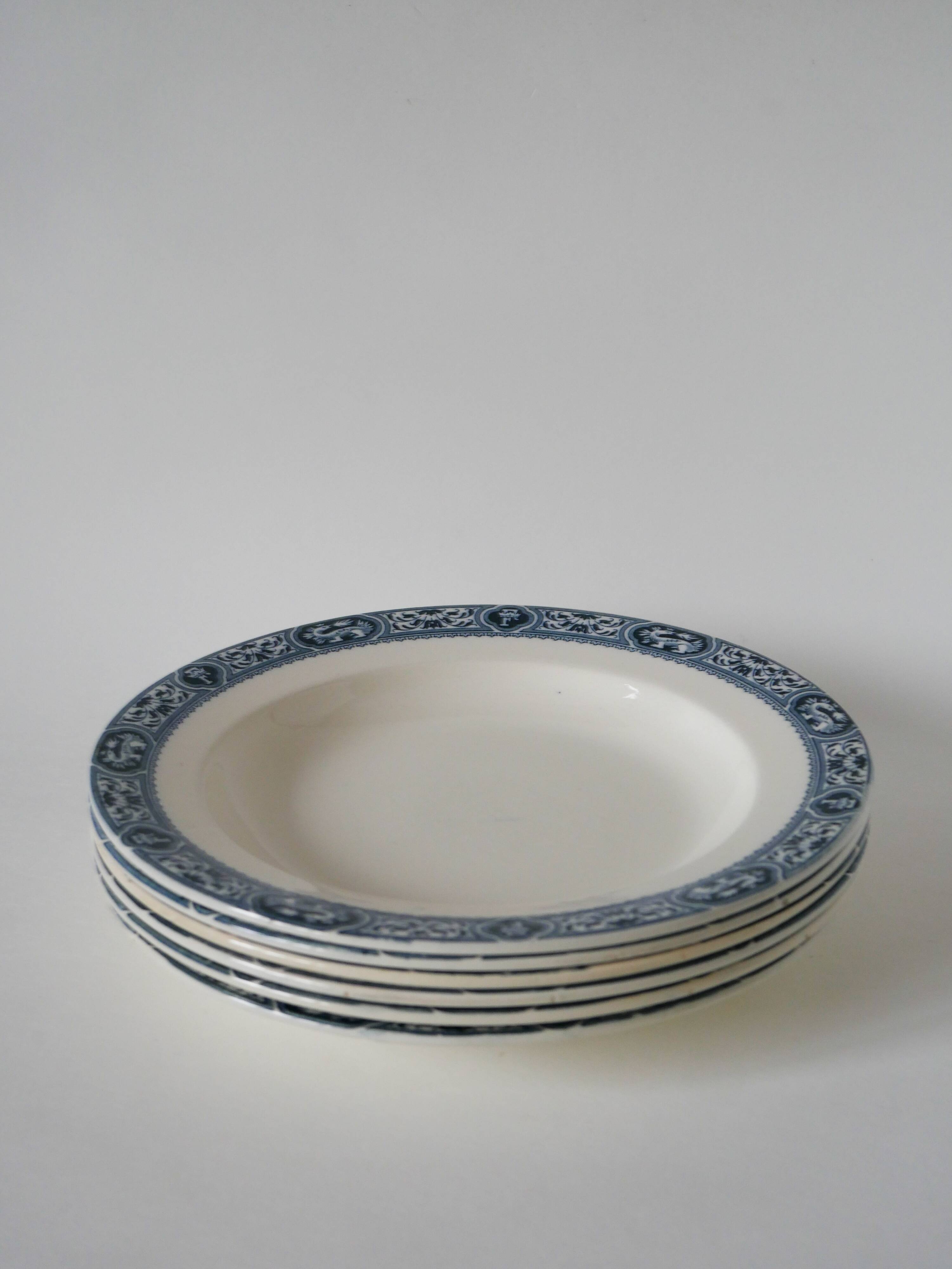 Set of 6 semi-deep plates in terre de fer salins model françois 1st 19th century