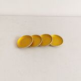 Set of four enameled coasters - ashtrays in original yellow color.