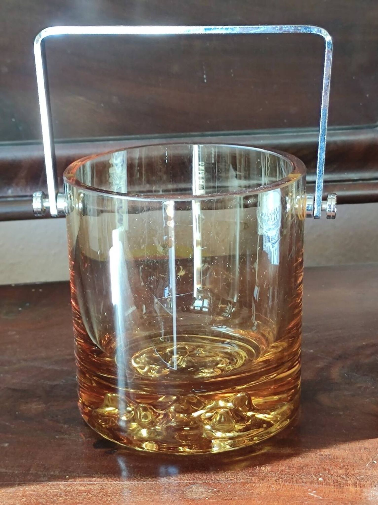 Ice Bucket Vintage Design In Thick Smoked Amber Glass