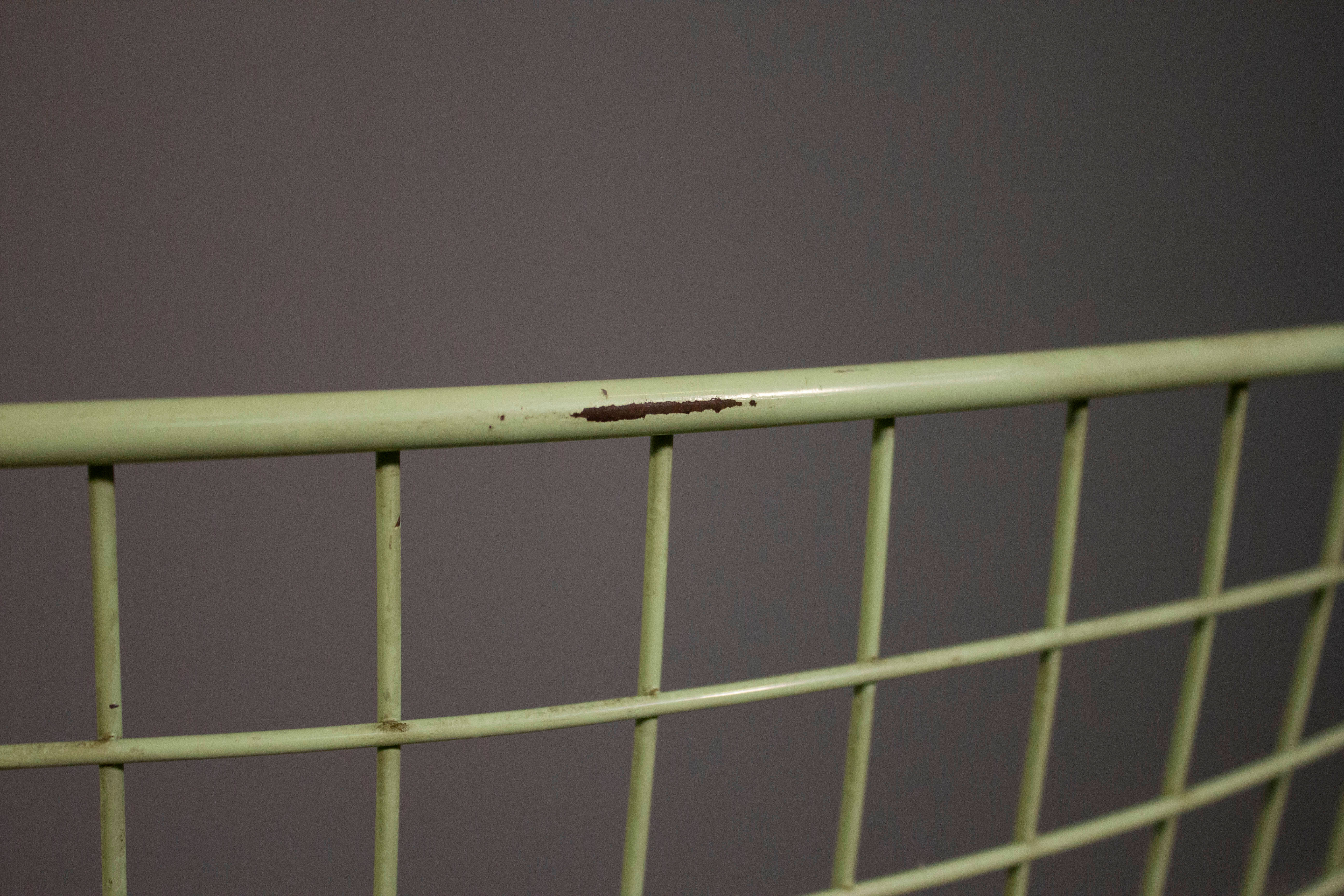 6 metal chairs, painted in teal