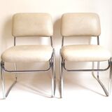 Pair of Skai and chrome metal visitor chairs 1970s