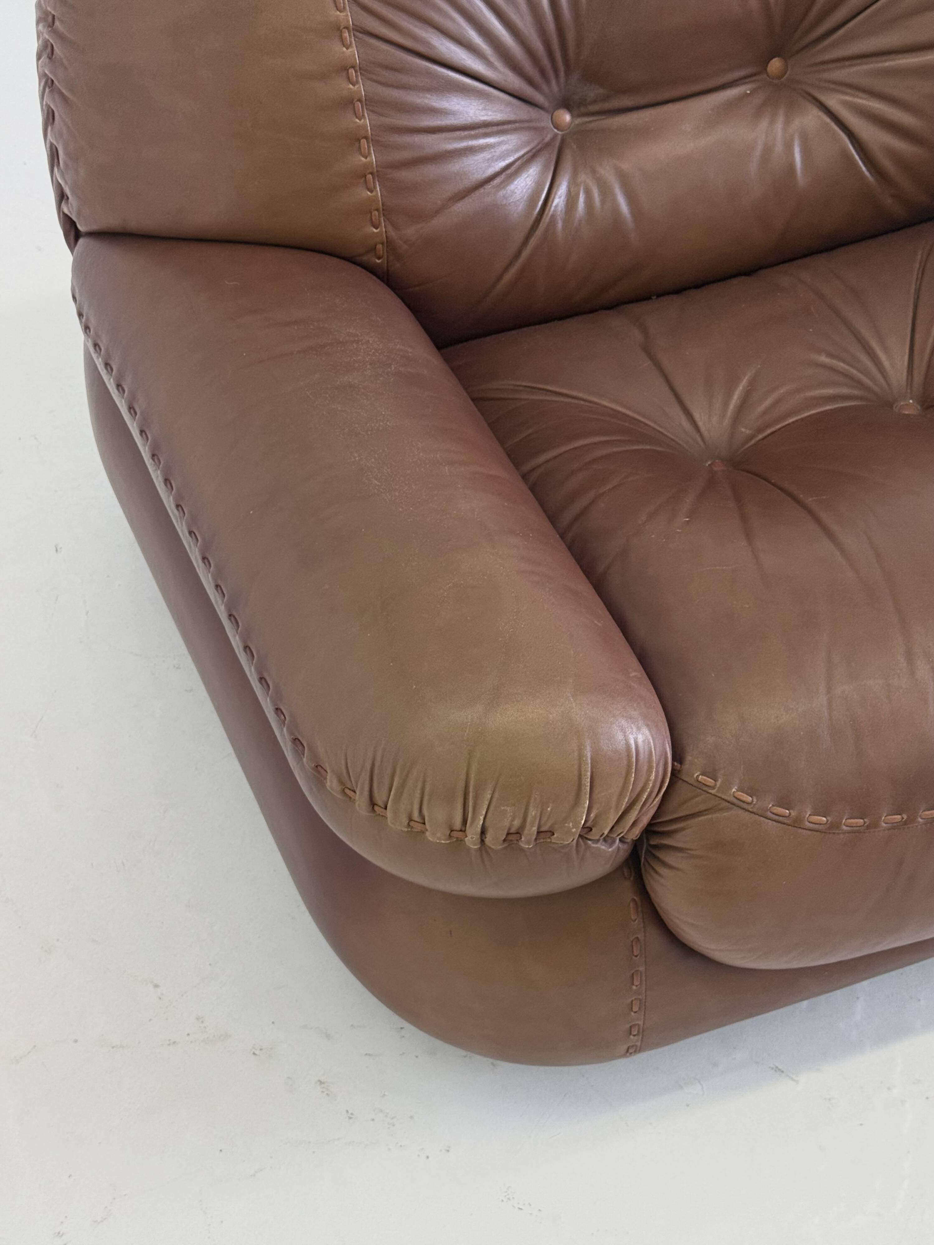 Dark brown leather Sapporo armchair for Mobil Girgi