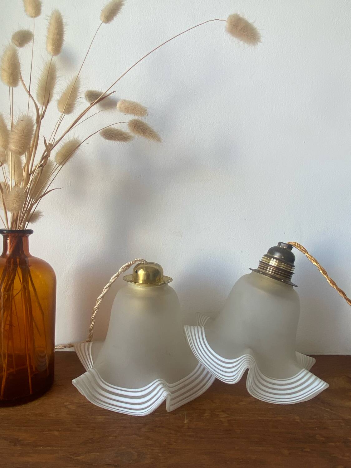 Paire de baladeuses en opaline