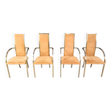 Brass dining chairs by Belgochrom, 1970s - set of 4