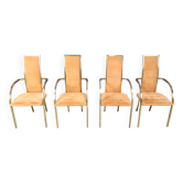 Brass dining chairs by Belgochrom, 1970s - set of 4