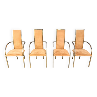 Chaises de salle à manger en laiton par Belgochrom, années 1970 - lot de 4
