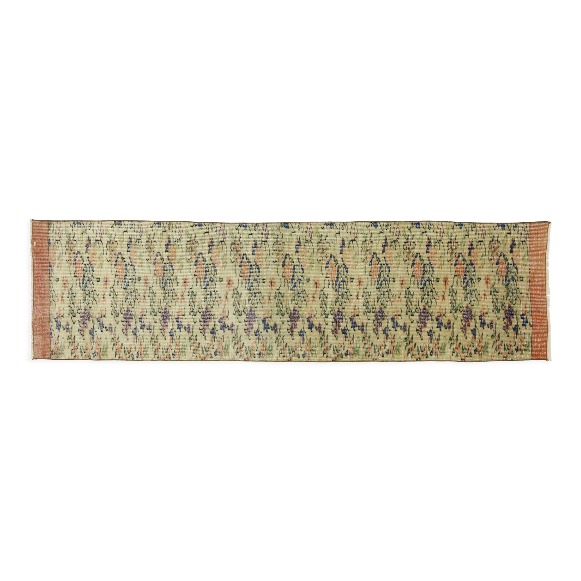 Anatolian handmade vintage rug 259 cm x 69 cm