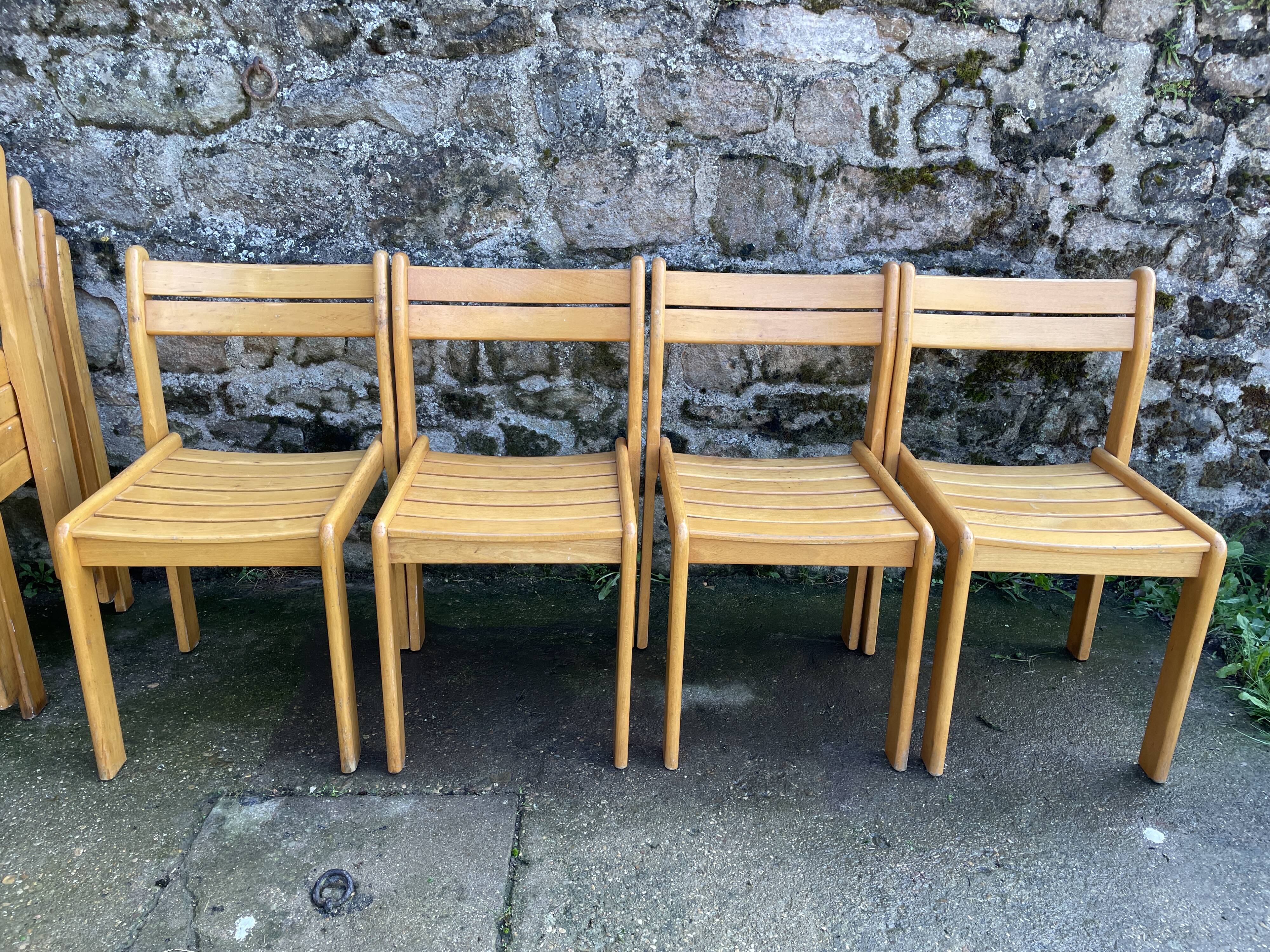 Suite of 8 solid beech chairs