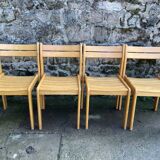 Suite of 8 solid beech chairs