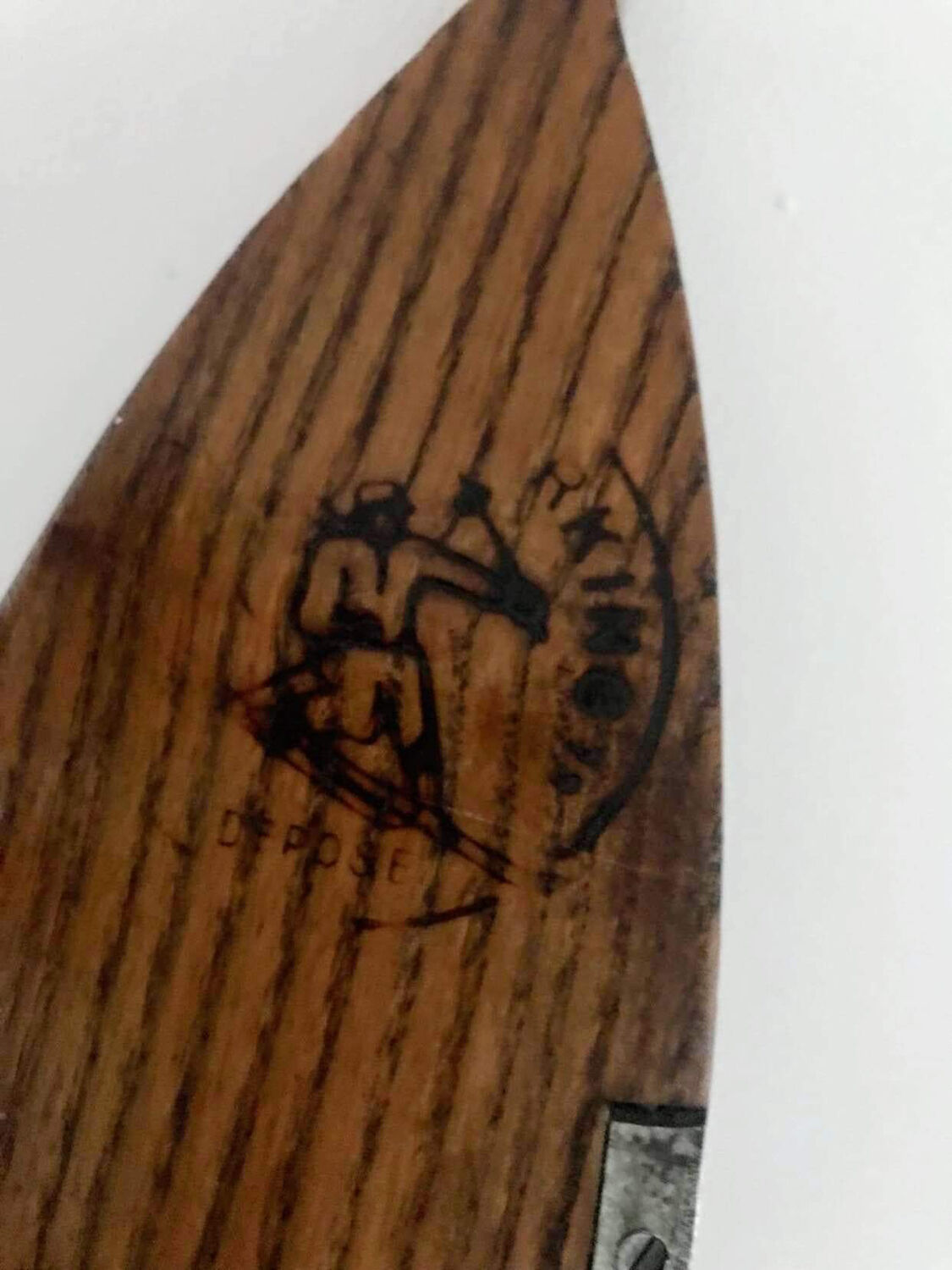 Pair of vintage Telemarking wooden skis, retro decoration