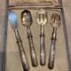 Silver dessert serving cutlery with minerva stamp original box