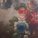 Peinture à l'huile sur toile nature morte aux fleurs, début du XIXe siècle