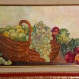 Oil on canvas-still life fruit basket