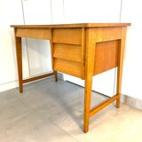 1950s modernist oak desk with compass legs