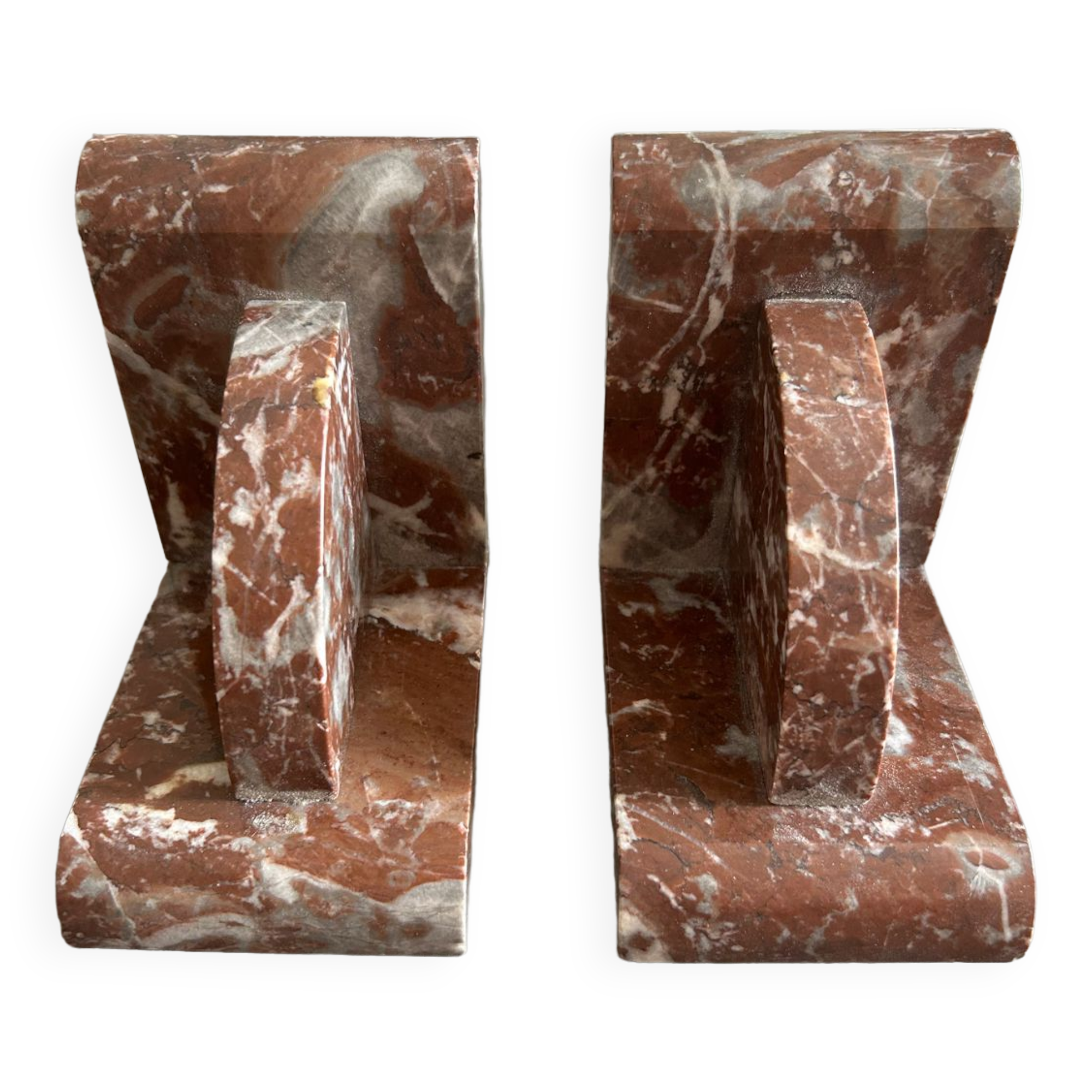 Pair of art deco marble book ends
