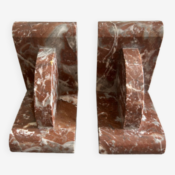 Pair of art deco marble book ends