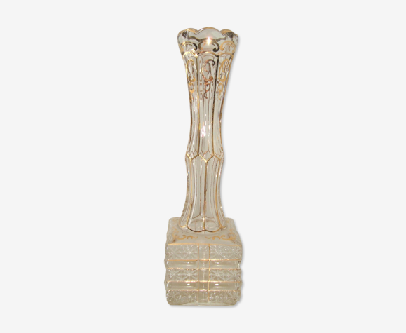 Vase verre ciselé peint main doré art déco