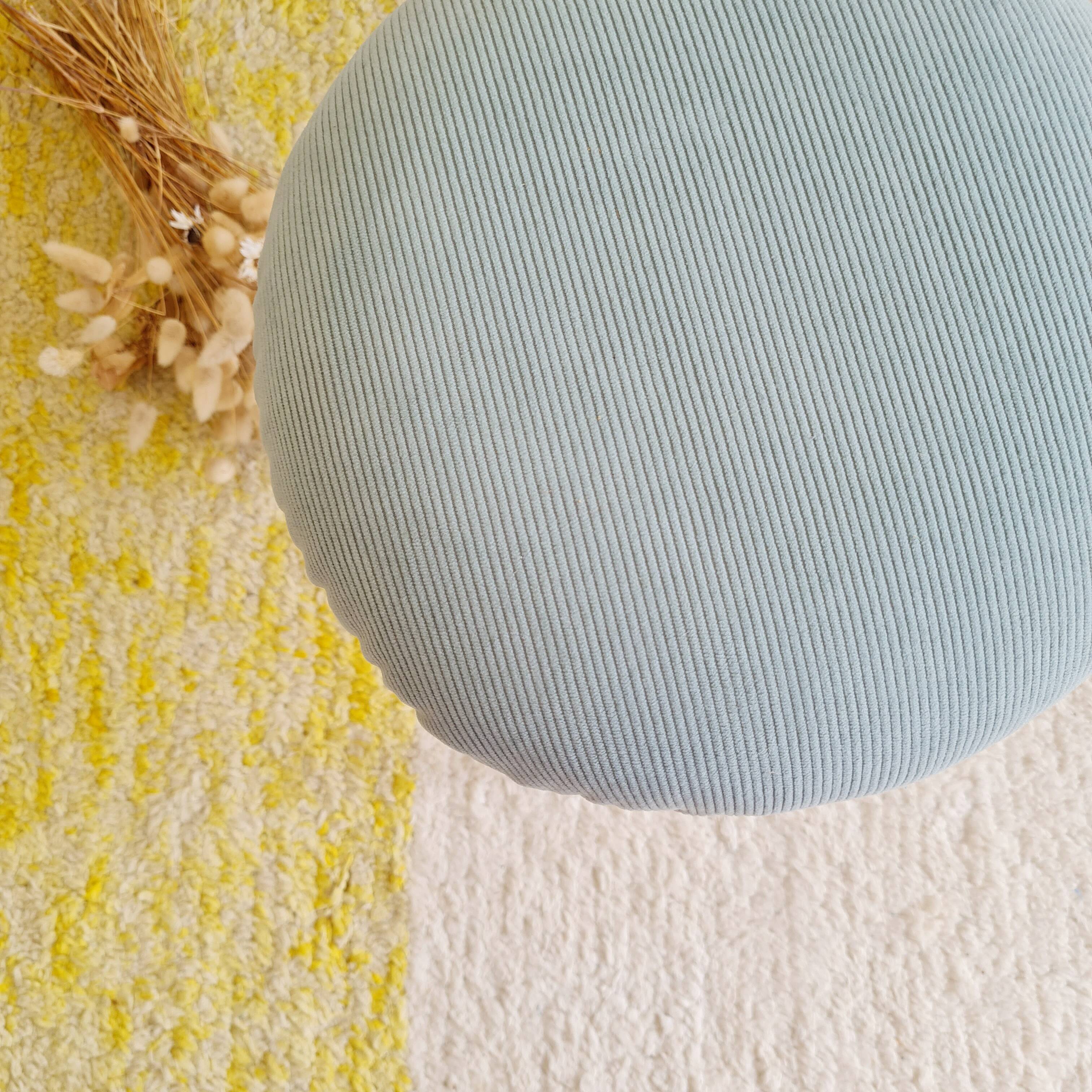 Vintage metal and blue velvet stool, 1960s.