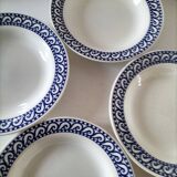 Set of 4 vintage navy blue soup plates