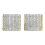 Pair of wall sconces in brass or frosted glass by Doria, Germany, 1960s.
