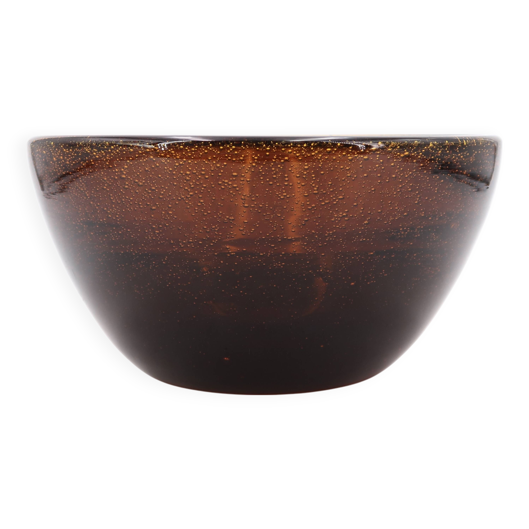 Cup in amber bubbled glass from Biot, 1970s